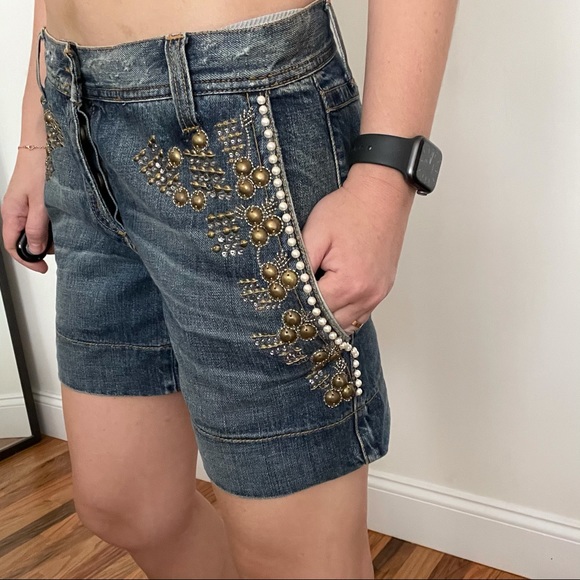 Patrizia Pepe Embellished Denim Shorts - Picture 2 of 8